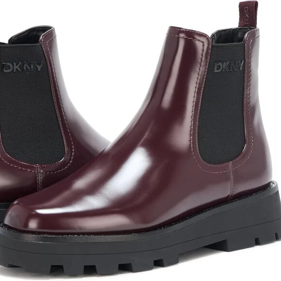 DKNY Senni Chelsea Boots Wine 8.5M Chunky Platform Pull-On MSRP $149 - Picture 4 of 5
